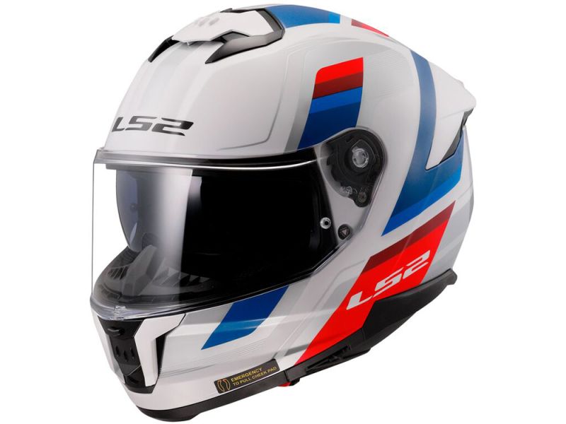 LS2 FF808 Stream ll Vintage Integralhelm (Weiß/Blau/Rot)
