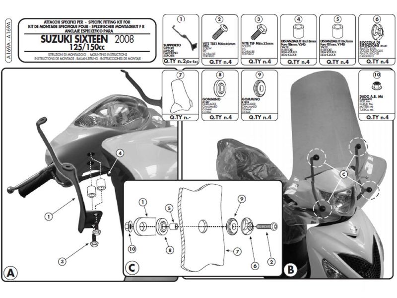 GIVI Airstar Windscreen Suzuki Sixteen 125/150 (2008-)