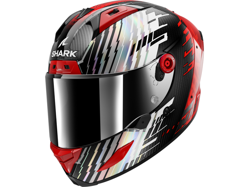 Shark Aeron Edgy Carbon Motorradhelm (Rot/Weiß/Schwarz)