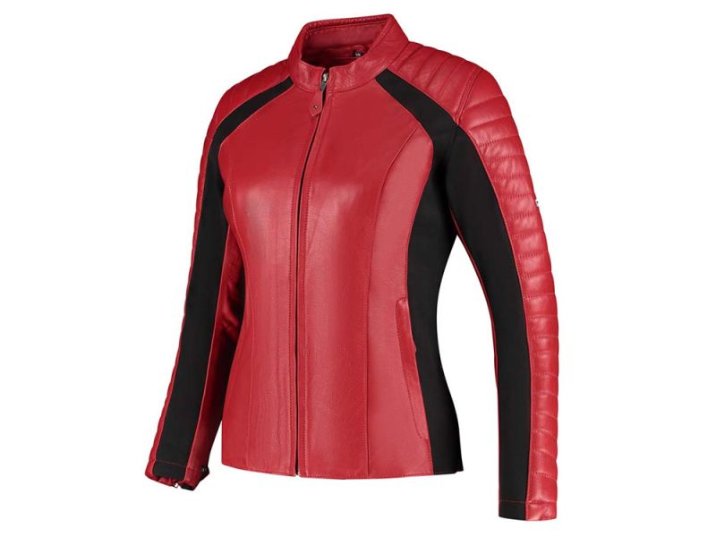 Rusty Stitches Donna Motorradjacke Damen (rot / schwarz)