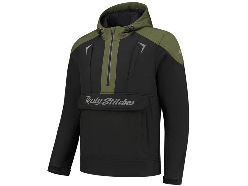 Rusty Stitches Orlando Motorradjacke Herren (schwarz / grün)
