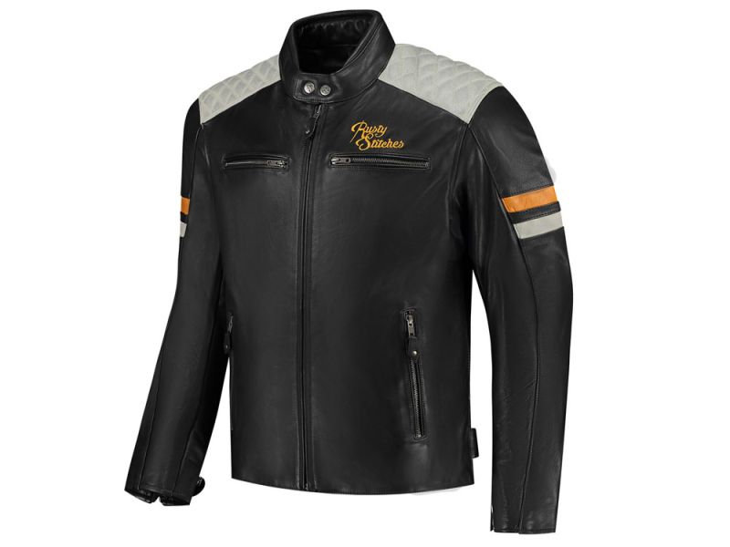 Rusty Stitches Jari V2 Motorradjacke Herren (schwarz / hellgrau / gold)