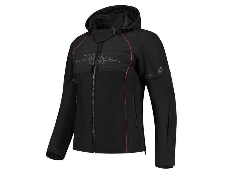 Rusty Stitches Naomi Motorradjacke Damen (schwarz / kirschrot)