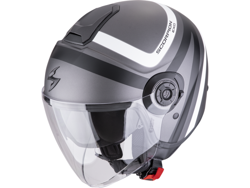 Scorpion EXO-City II Riva Motorradhelm (Silbermatt/Schwarz/Weiß)