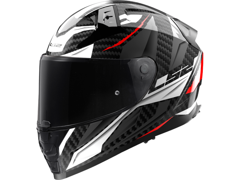 LS2 FF811 Vector II Carbon Savage Motorradhelm (Grau/Weiß/Rot)