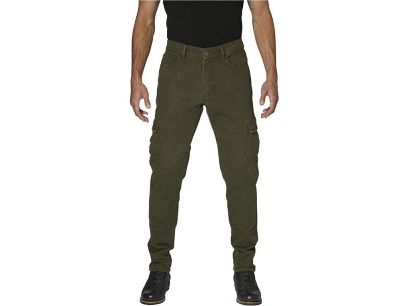 Rokker Cargo Slim Jeans inkl. Protektoren Herren Lang (olive)