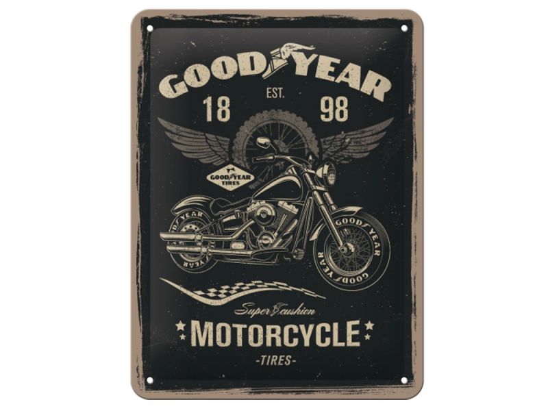 Nostalgic-Arts Goodyear Motorcycle Blechschild (15x20cm)