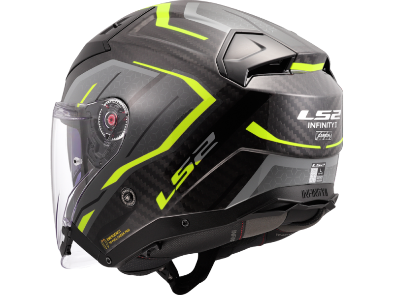 LS2 OF603 Infinity II Carbon Urus Motorradhelm (Schwarz/Gelb/Carbon)