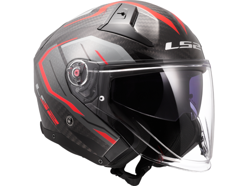 LS2 OF603 Infinity II Urus Motorradhelm (Schwarz/Rot/Carbon)