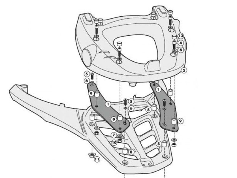 GIVI Monokey SR Gepäckbrücke Yamaha FZ 8 FZ8 Fazer (2010-) T-Max 500 (2008-2011)