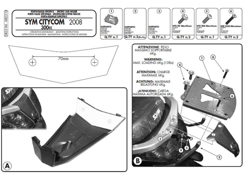 GIVI Monolock SR Gepäckbrücke SYM CityCom 125 / 300 (2008-)