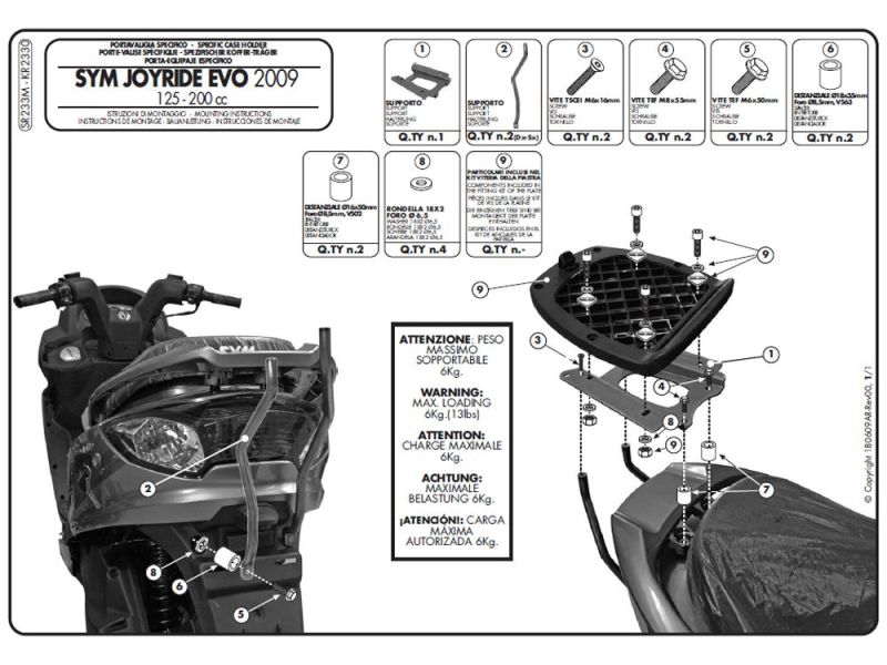 GIVI Monolock SR Gepäckbrücke SYM Joyride EVO 125 / 200 (2009-)