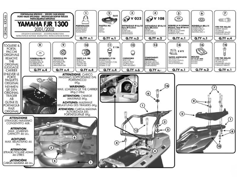 GIVI Monokey SR Gepäckbrücke Yamaha FJR 1300 (2001-2005)