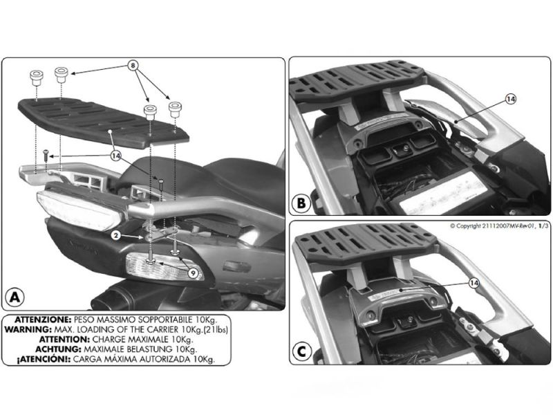 GIVI Monokey SR Gepäckbrücke Kawasaki GTR 1400 (2007-2010)