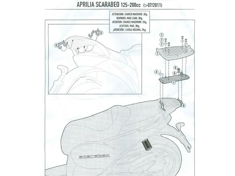GIVI Monolock SR Gepäckbrücke Aprilia Scarabero 125 / 200 (07.2011-)