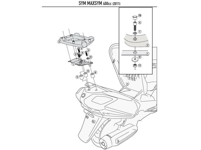 GIVI Monolock SR Gepäckbrücke SYM MaxSym 400 / 600 (2011-)